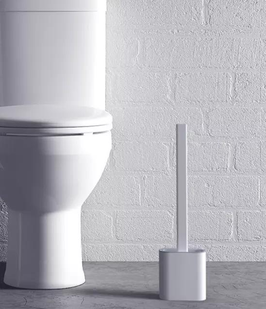 Toilet Brush, Silicone Material Soft Head No Dead Corners Dry Quickly Ventilation Base Hidden Tweezers Set, for Home