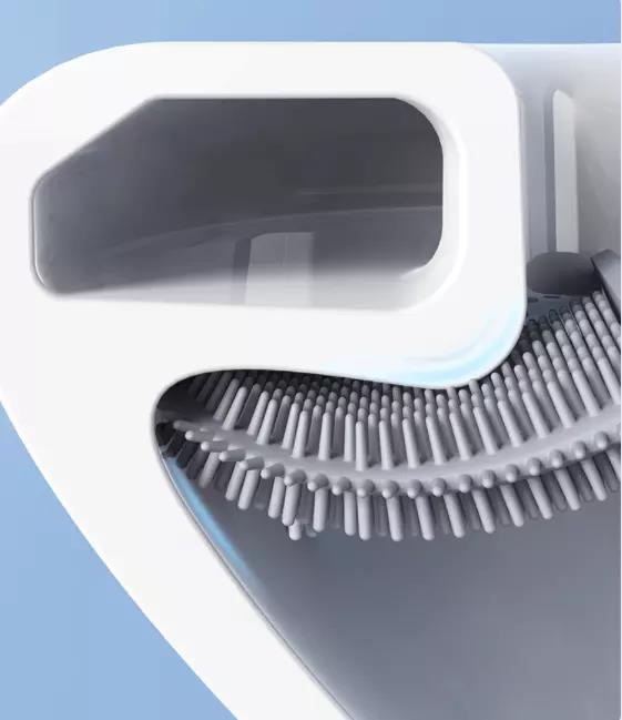 Toilet Brush, Silicone Material Soft Head No Dead Corners Dry Quickly Ventilation Base Hidden Tweezers Set, for Home