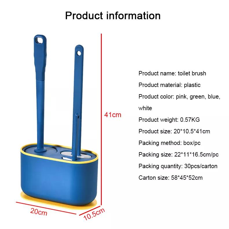 Wall Mounted Toilet Brush Set, with Holder Multifunctional TPR Soft Brush Head Flat Design Deep Cleaning, for Home