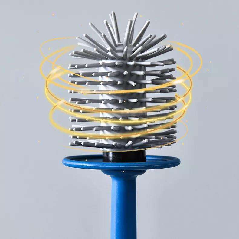 Wall Mounted Toilet Brush Set, with Holder Multifunctional TPR Soft Brush Head Flat Design Deep Cleaning, for Home