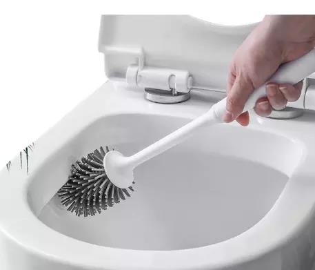Silicone Toilet Brush, Soft Head No Dead Corners 360 Degree Rotation Deep Cleaning Baffle Plate, for Home