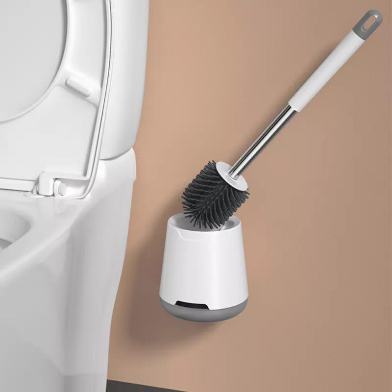 Silicone Toilet Brush, Soft Head No Dead Corners 360 Degree Rotation Deep Cleaning Baffle Plate, for Home