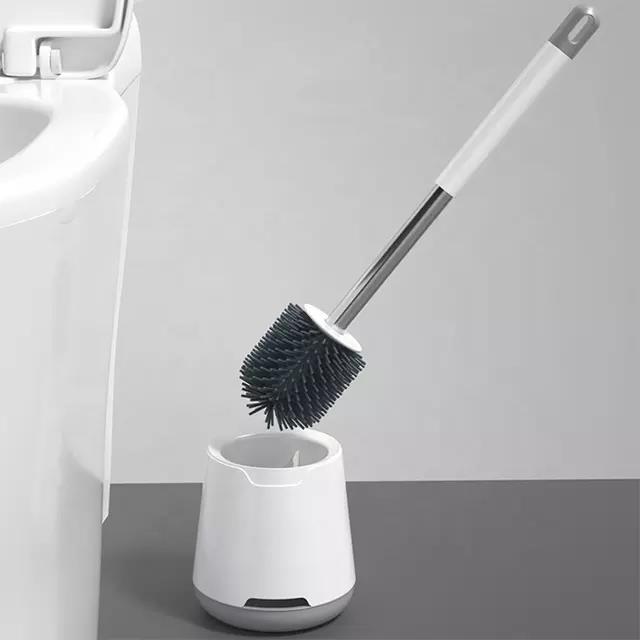 Silicone Toilet Brush, Soft Head No Dead Corners 360 Degree Rotation Deep Cleaning Baffle Plate, for Home