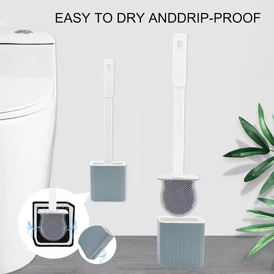 Silicone Toilet Brush, Drip-proof Plastic Long Handle No Dead Corner 15.59*3.86in Fast Dry, for Bathroom