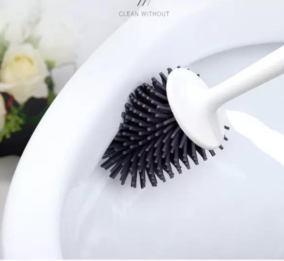 Toilet Brush, Plastic Silicone Material No Dead Corner Soft Hair Long Handle  Size, for Bathroom