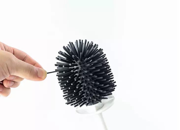 Toilet Brush, Plastic Silicone Material No Dead Corner Soft Hair Long Handle  Size, for Bathroom