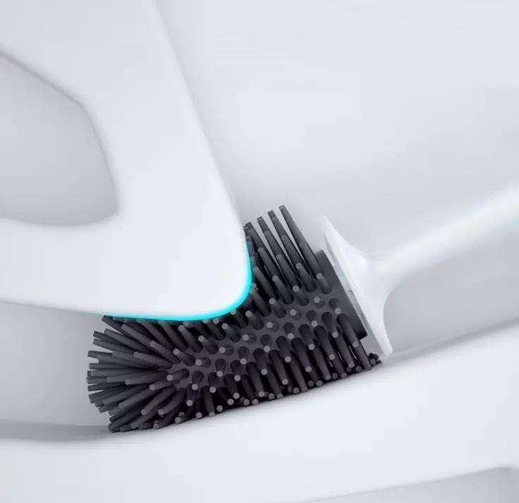 Toilet Brush, Plastic Silicone Material No Dead Corner Soft Hair Long Handle  Size, for Bathroom