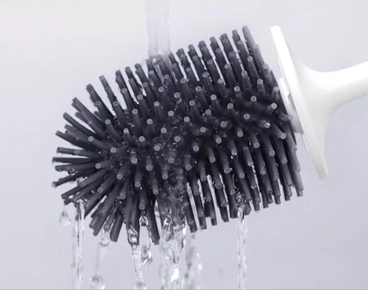 Toilet Brush, Plastic Silicone Material No Dead Corner Soft Hair Long Handle  Size, for Bathroom