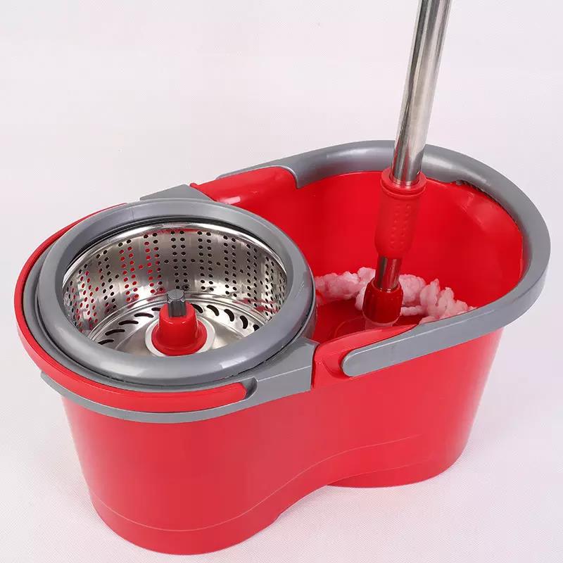 Rotating 360 Spinning Mop and Bucket Set, Stainless+Steel+PP Material  Color Mop Head*2, for Cleaning