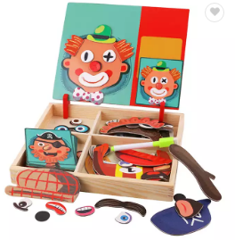 Wooden Magnetic Jigsaw Puzzle, Safe Magnetic Stickers Water-based Pen 22*3*26cm/8.66*1.2*10.2in, for Kids