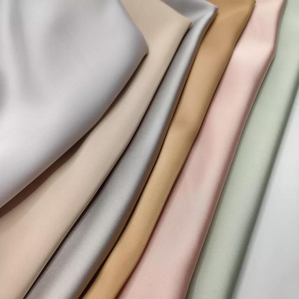Bridal Satin Fabric, 100% Polyester Dyed Patterns izable 135gsm Tear-resistant Shrink-resistant, for Dresses