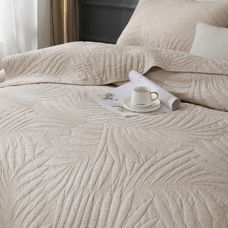 Quilt Coverlet Set, Twin Queen King Size Solid Design Embroidered Patterns PP Cotton Filling ization, 5 Colors