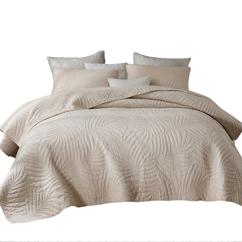 Quilt Coverlet Set, Twin Queen King Size Solid Design Embroidered Patterns PP Cotton Filling ization, 5 Colors