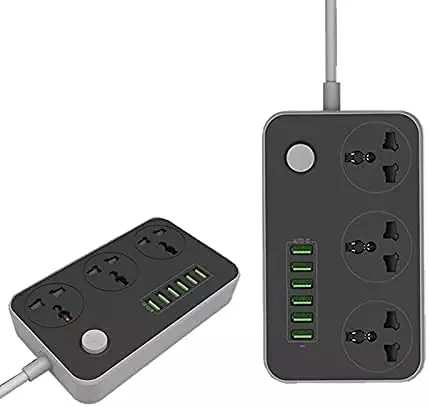 Power Strip, with USB Port 3-Way Socket 6 USB Port with 2M Bold Extension Surge Protector Perfect Safety, for Home