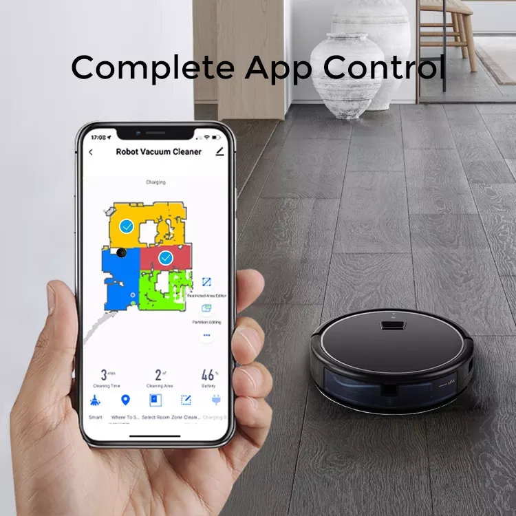 WIFI Connection Vacuum Cleaner, APP Cellphone Control Double Roller Brush Alexa Voice Google Assistant Control, for Home