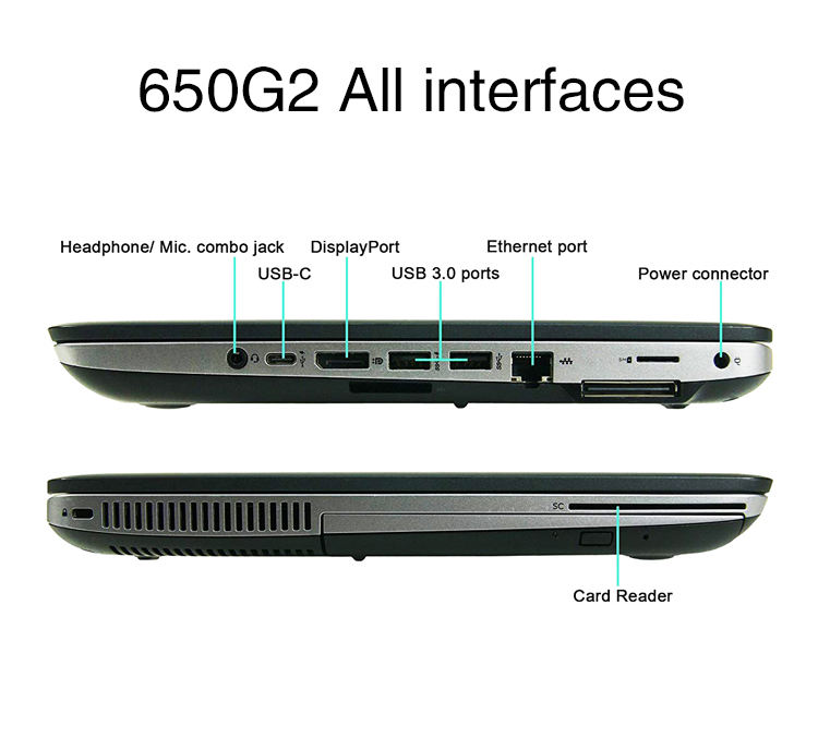 For HP 650G2 Used Laptop, Ultra thin Laptop Intel(R) Celeron(R) N4020 Processor 14-inch Screen, 