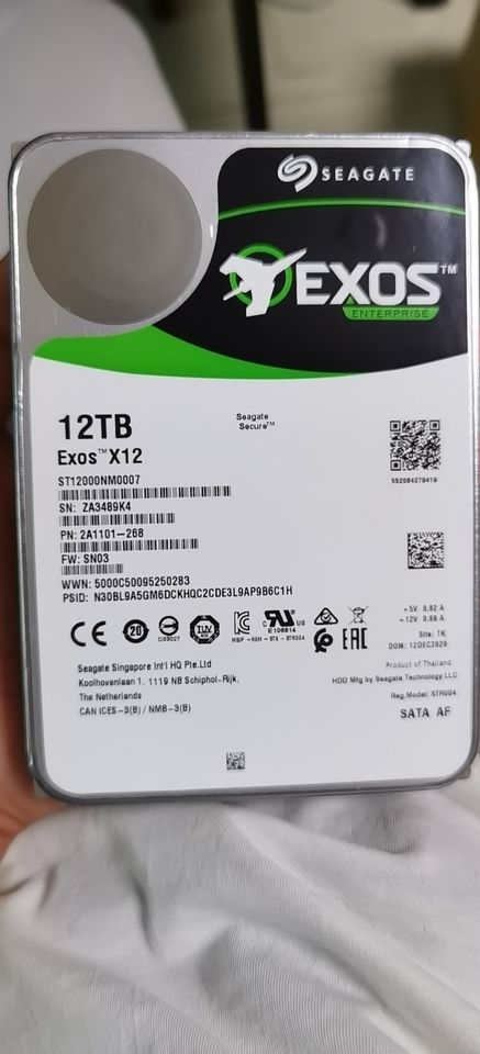 Seagate Exos Hdd St12000nm0008 Hard Disk, 12TB 7.2k 3.5 Sata 256mb Computer Fast Tackle Large Projects, for PC