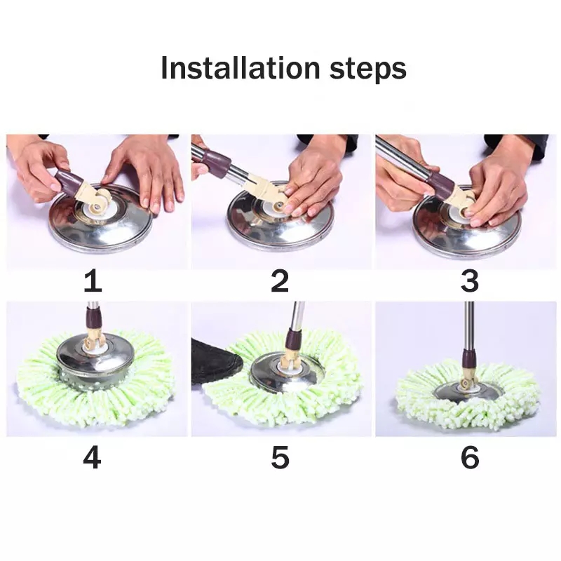 Mop and Bucket with Wringer, Spinner Telescopic Aluminum Material Long Handle 360 Rotating Labor-saving, for Home