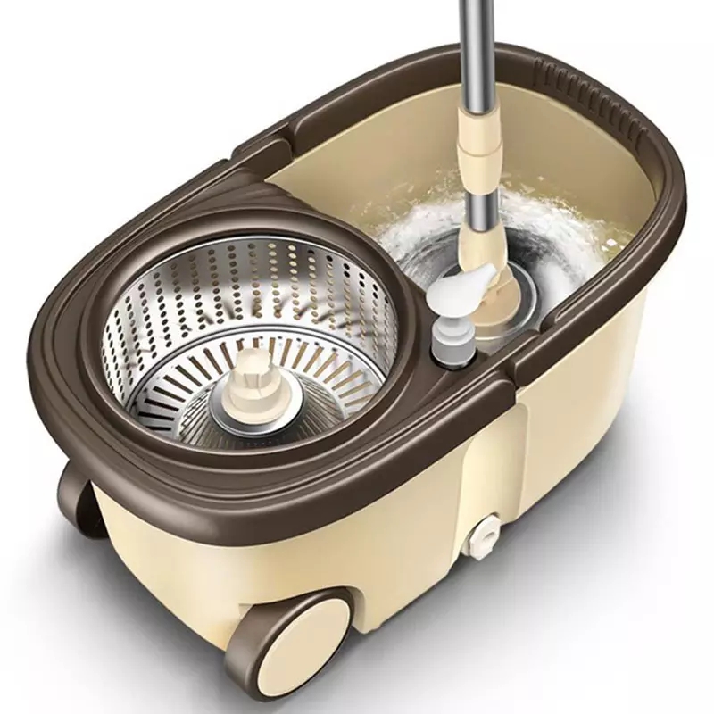 Mop and Bucket with Wringer, Spinner Telescopic Aluminum Material Long Handle 360 Rotating Labor-saving, for Home