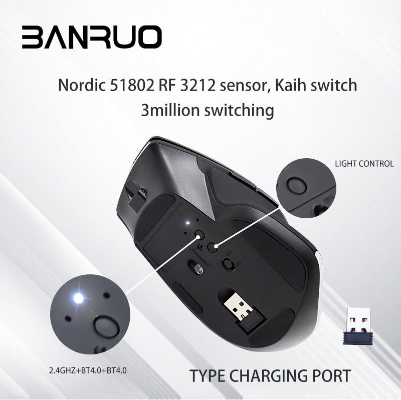 2022  Wireless Mouse, Rechargeable Ergonomic 7d Breathing Light Rgb Quick Connection, for Work
