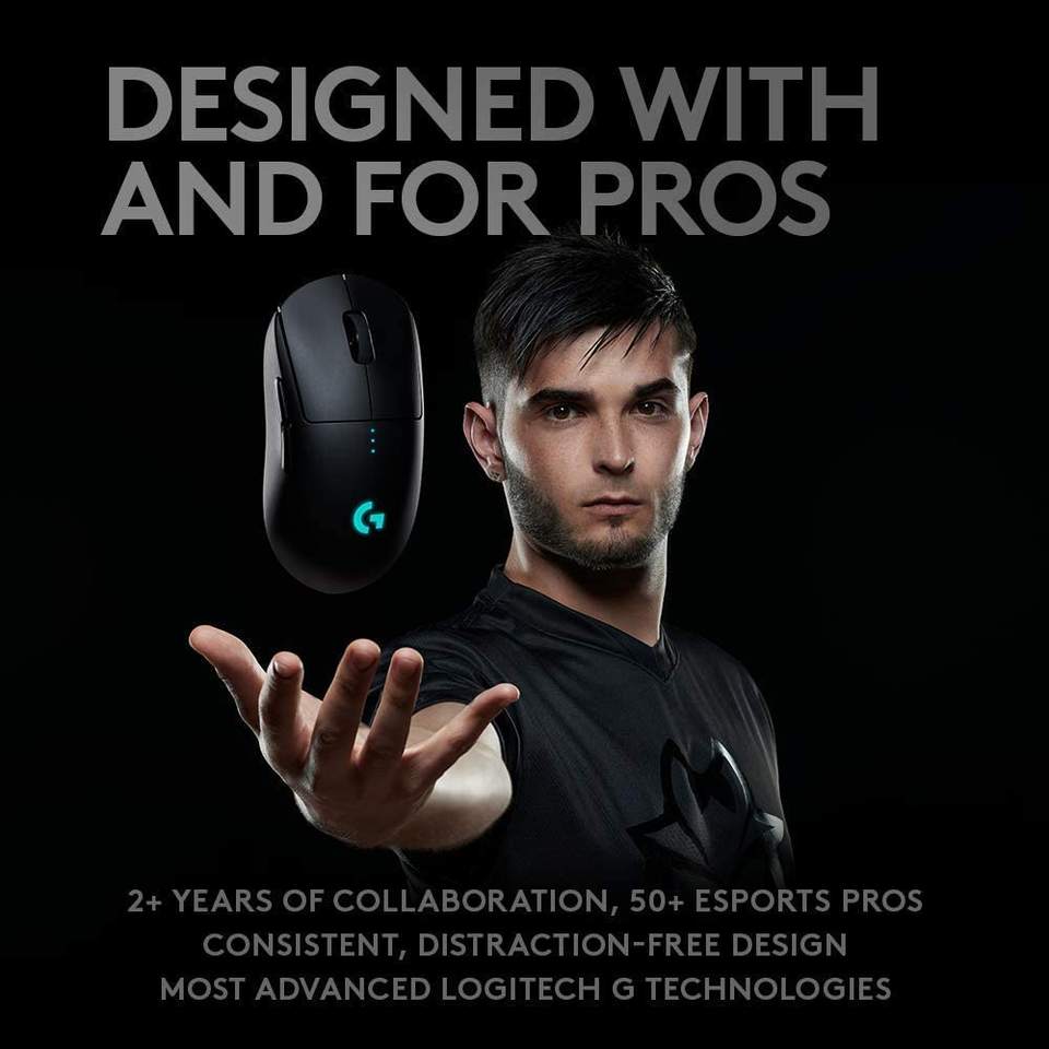 Logitech G Pro Wireless Gaming Mouse, with Esports Grade Performance Lightspeed Hero 16K Sensor Lightweight, for Gaming