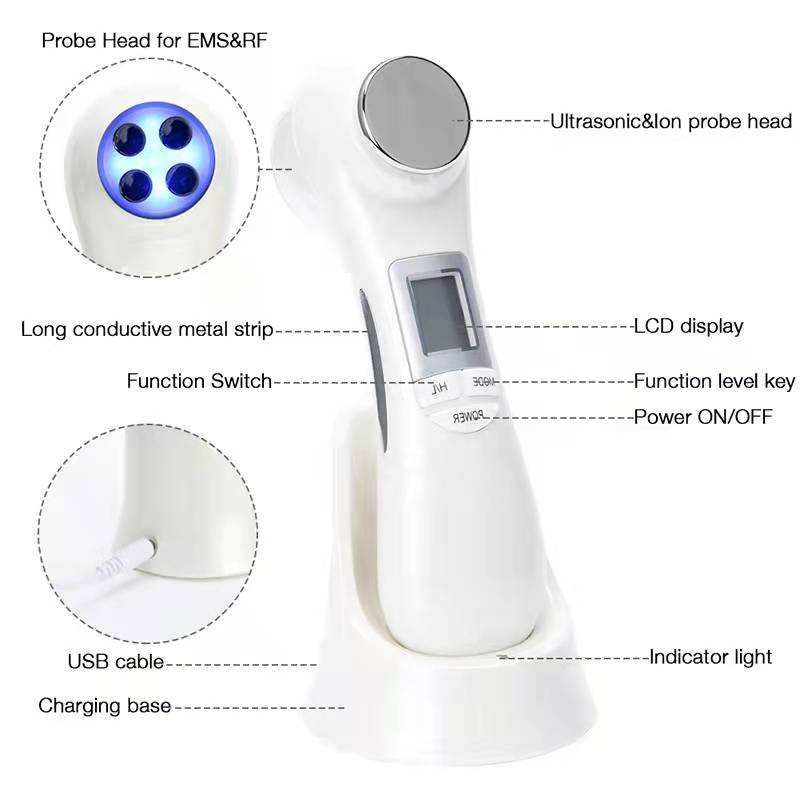 Ultrasonic Facial Massager Face Lift  LED Light Skin Care Device 