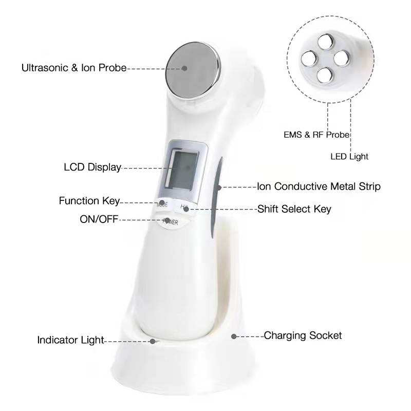 Ultrasonic Facial Massager Face Lift  LED Light Skin Care Device 