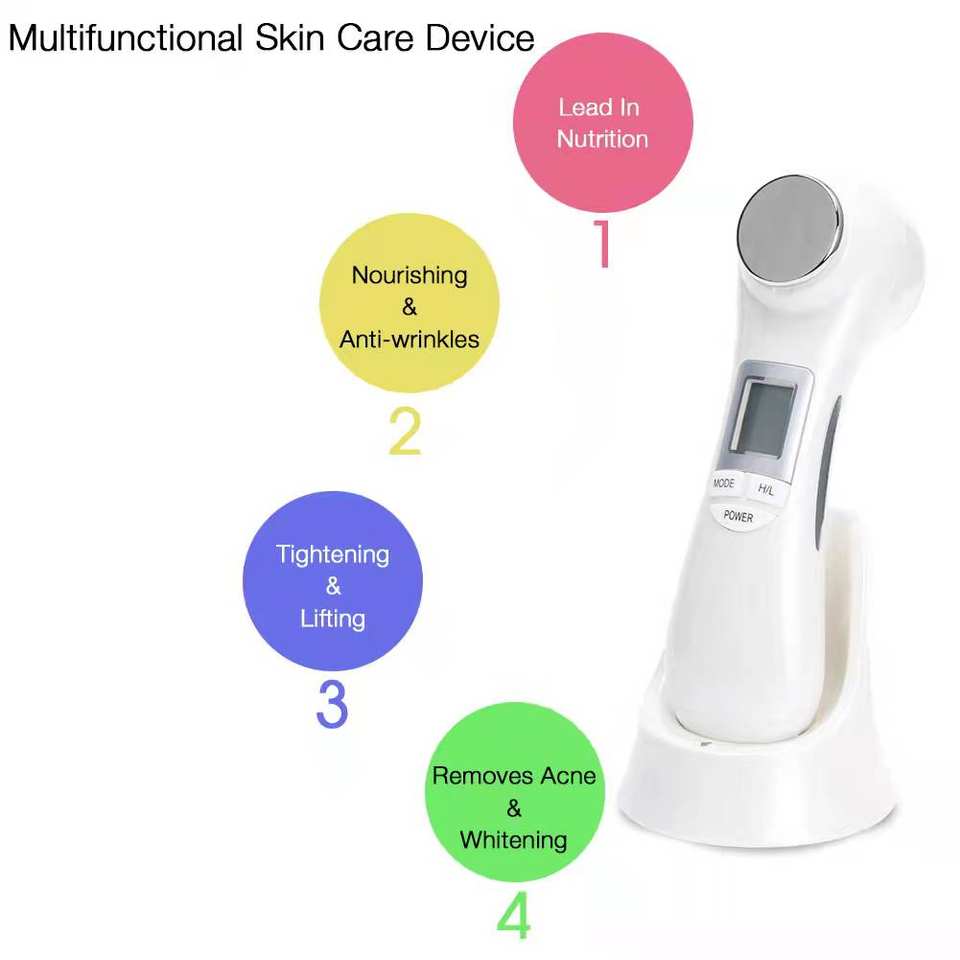 Ultrasonic Facial Massager Face Lift  LED Light Skin Care Device 