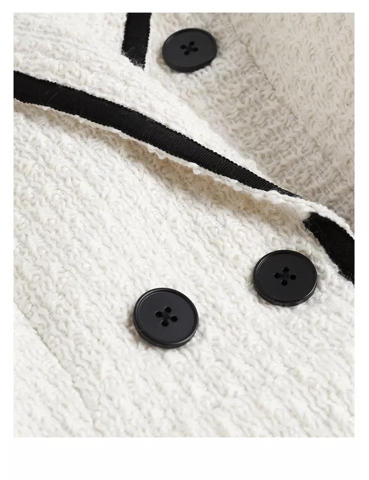 Tweed Blazer Set White Woollen women Elegant Suits With Skirt 