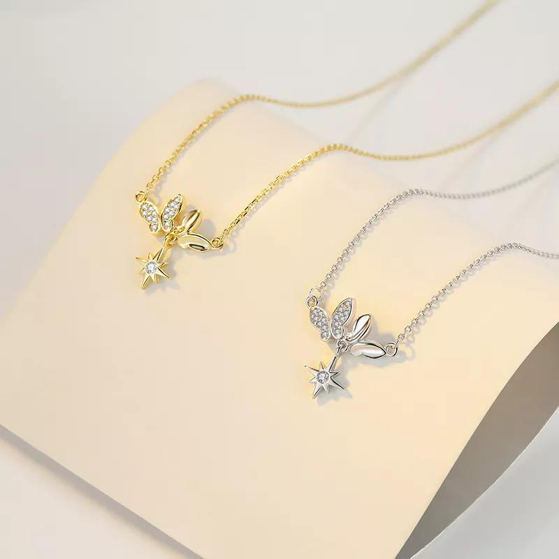 Fashion 14K Gold Plated 925 Sterling Silver Jewelry Flower Heart Pendant Chain Necklace