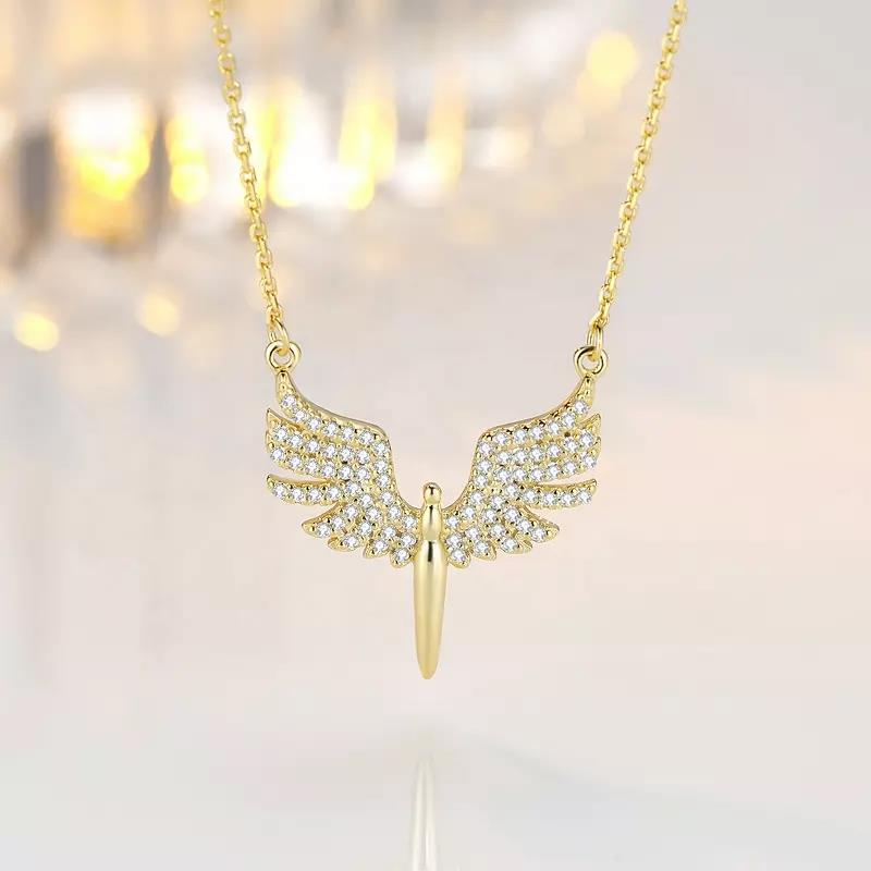 Fashion 14K Gold Plated 925 Sterling Silver Jewelry Flower Heart Pendant Chain Necklace