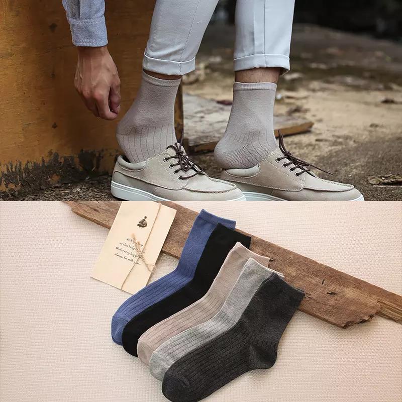 Cotton Crew Socks Athletic Plain Sporty Men Socks