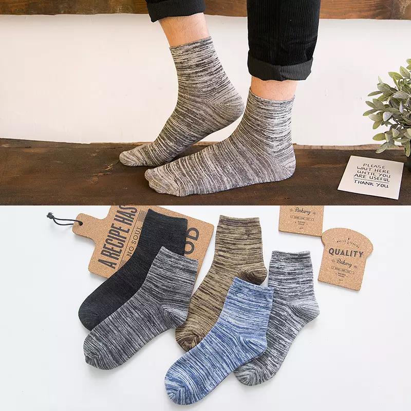 Cotton Crew Socks Athletic Plain Sporty Men Socks
