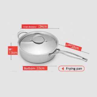 Deep Fryer Frying Pan, Stainless Steel No Coating Non-stick Easy to Clean High Heat Conductivity, for Kitchen