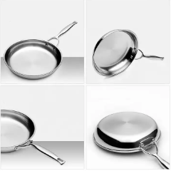 Deep Fryer Frying Pan, Stainless Steel No Coating Non-stick Easy to Clean High Heat Conductivity, for Kitchen