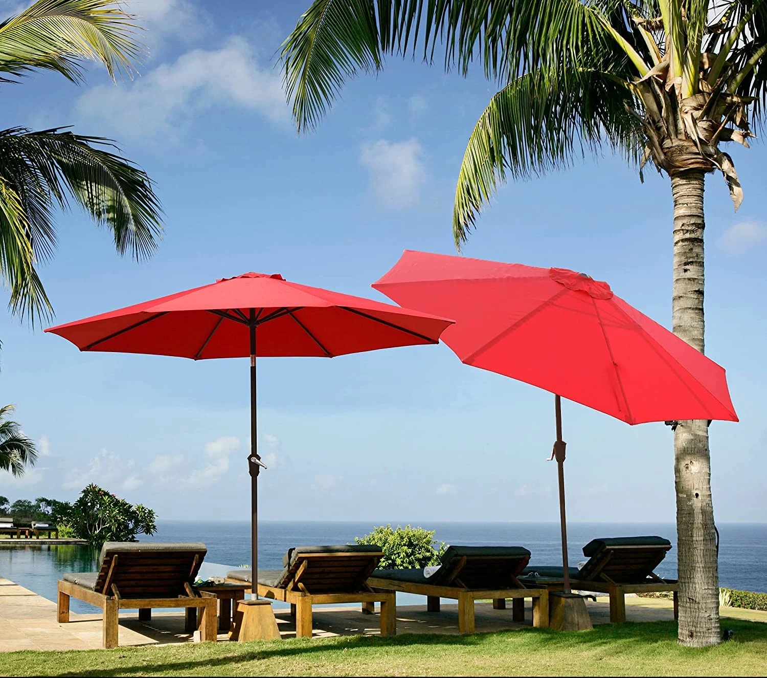 9 feet outdoor terrace tilt market enhanced aluminum umbrella, umbrella can choose 2 kinds of color/pattern