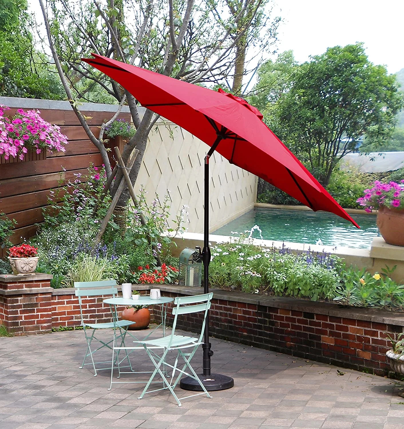 9 feet outdoor terrace tilt market enhanced aluminum umbrella, umbrella can choose 2 kinds of color/pattern