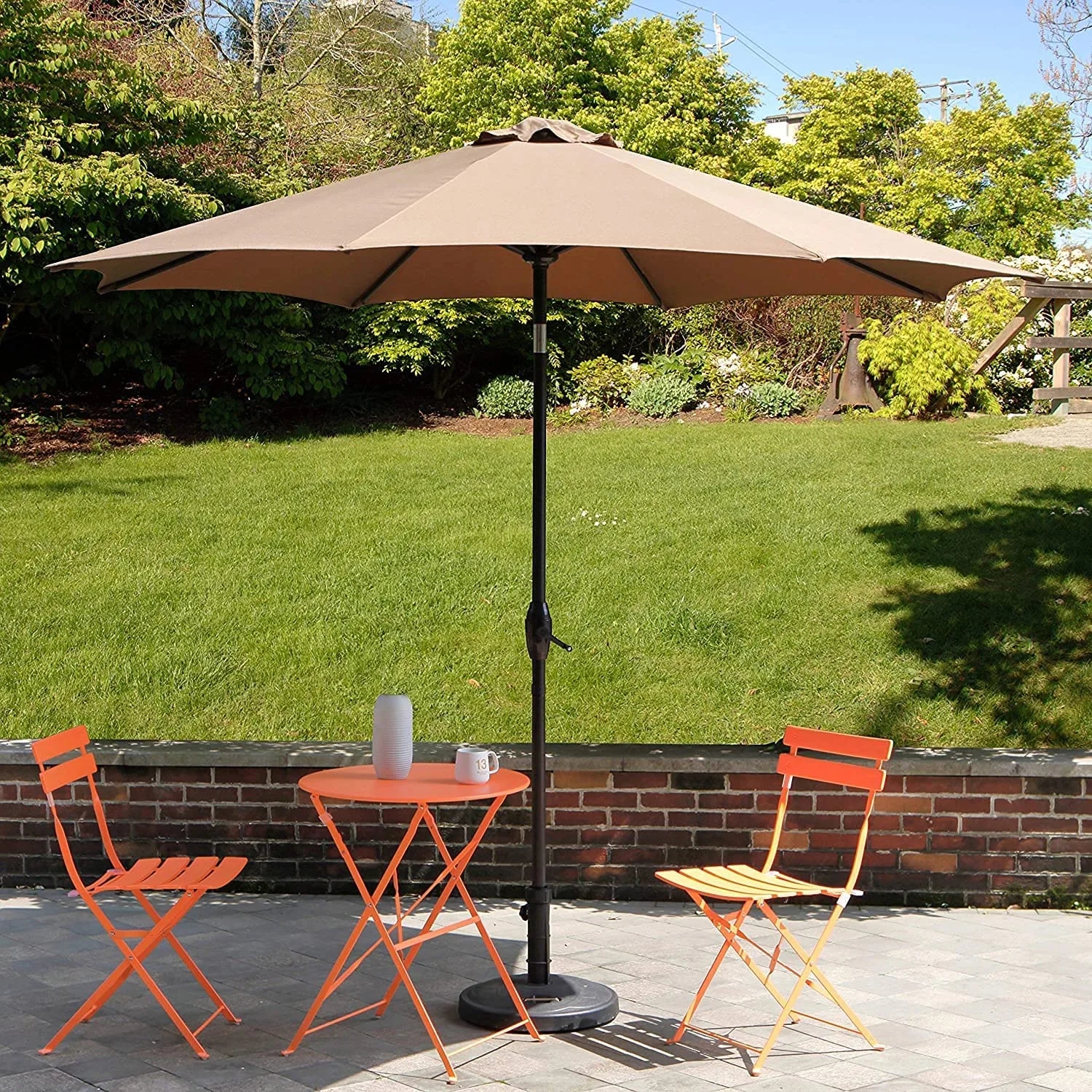 9 feet outdoor terrace tilt market enhanced aluminum umbrella, umbrella can choose 2 kinds of color/pattern