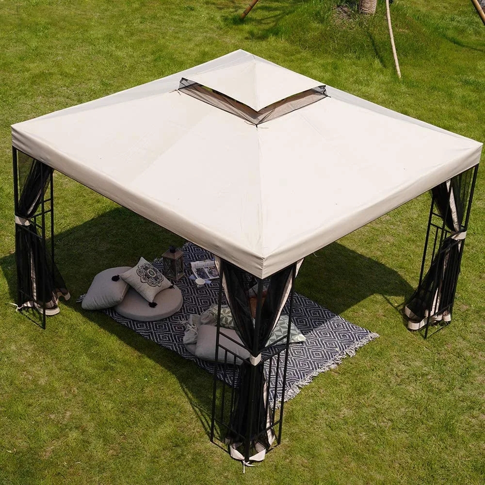 Gazebo for Patios Outdoor Gazebo with Mosquito Netting and Curtains Outdoor Privacy Screen for Deck Backyard