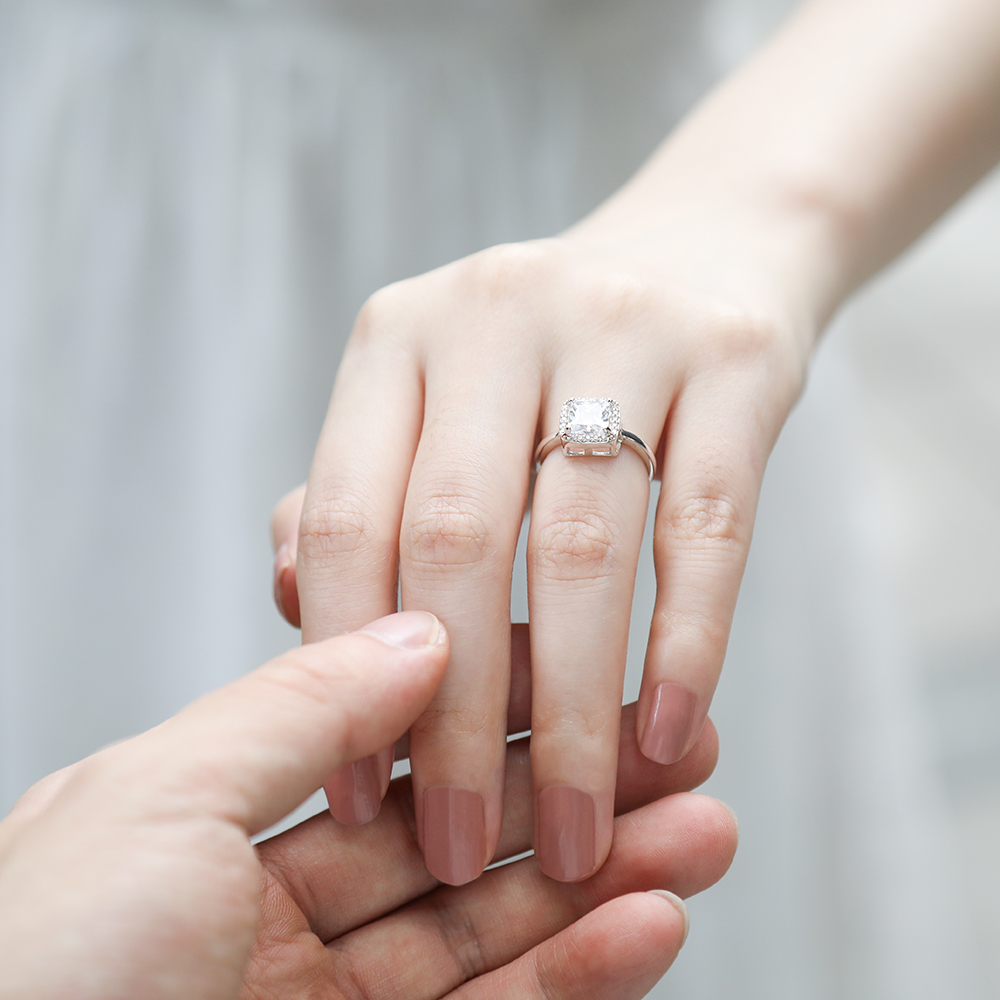 925 Sterling Silver Ring Cushion Cut Cubic Zirconia Engagement ring