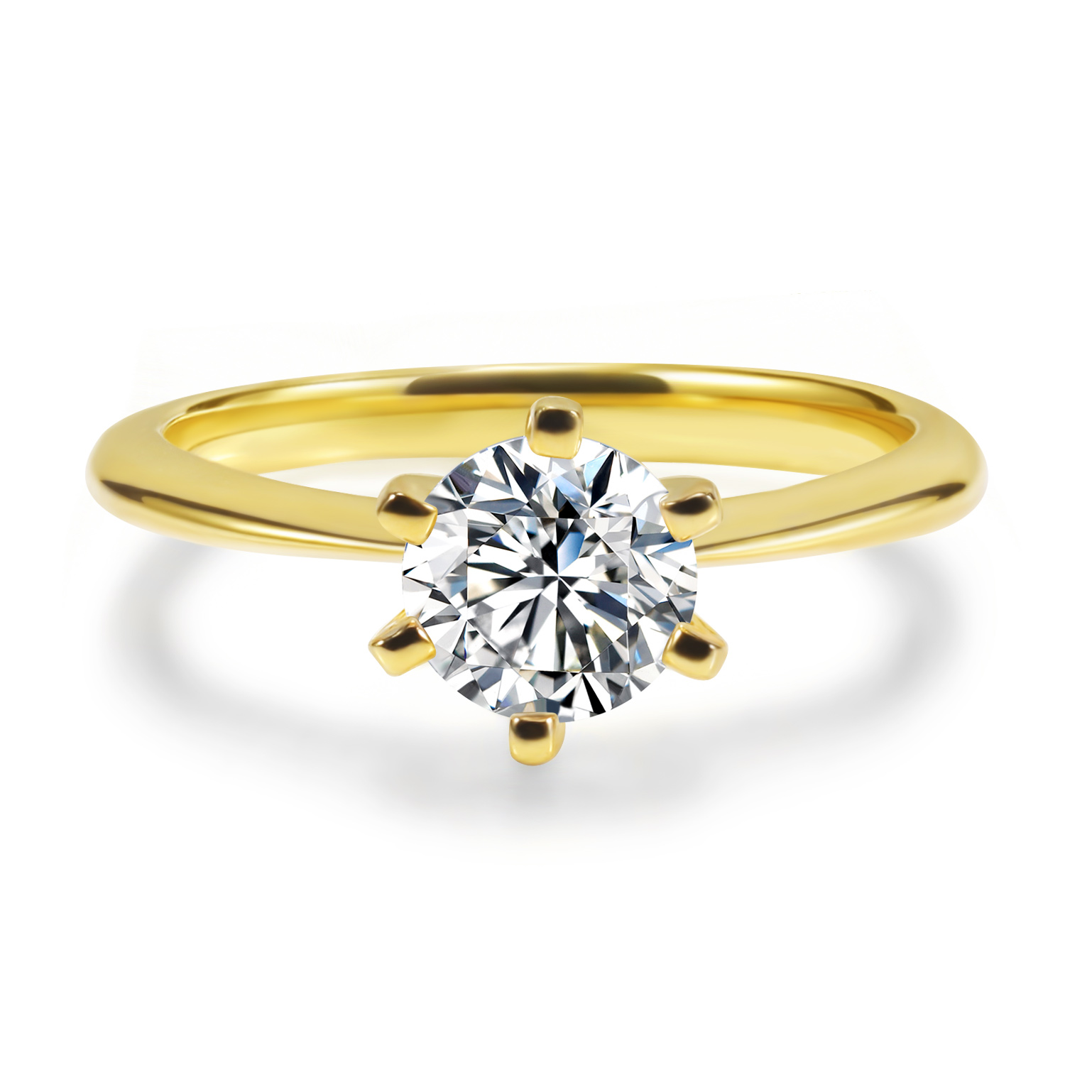 925 Sterling Silver 1 carat Single grain Round CZ Engagement and wedding ring classic six claw ring