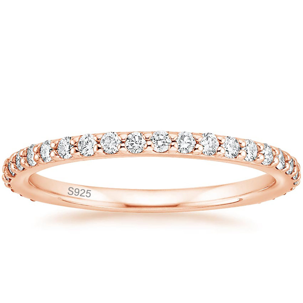 925 Sterling Silver Wedding Ring Square Crystal Zircon Semi-eternal Stackable engagement ring