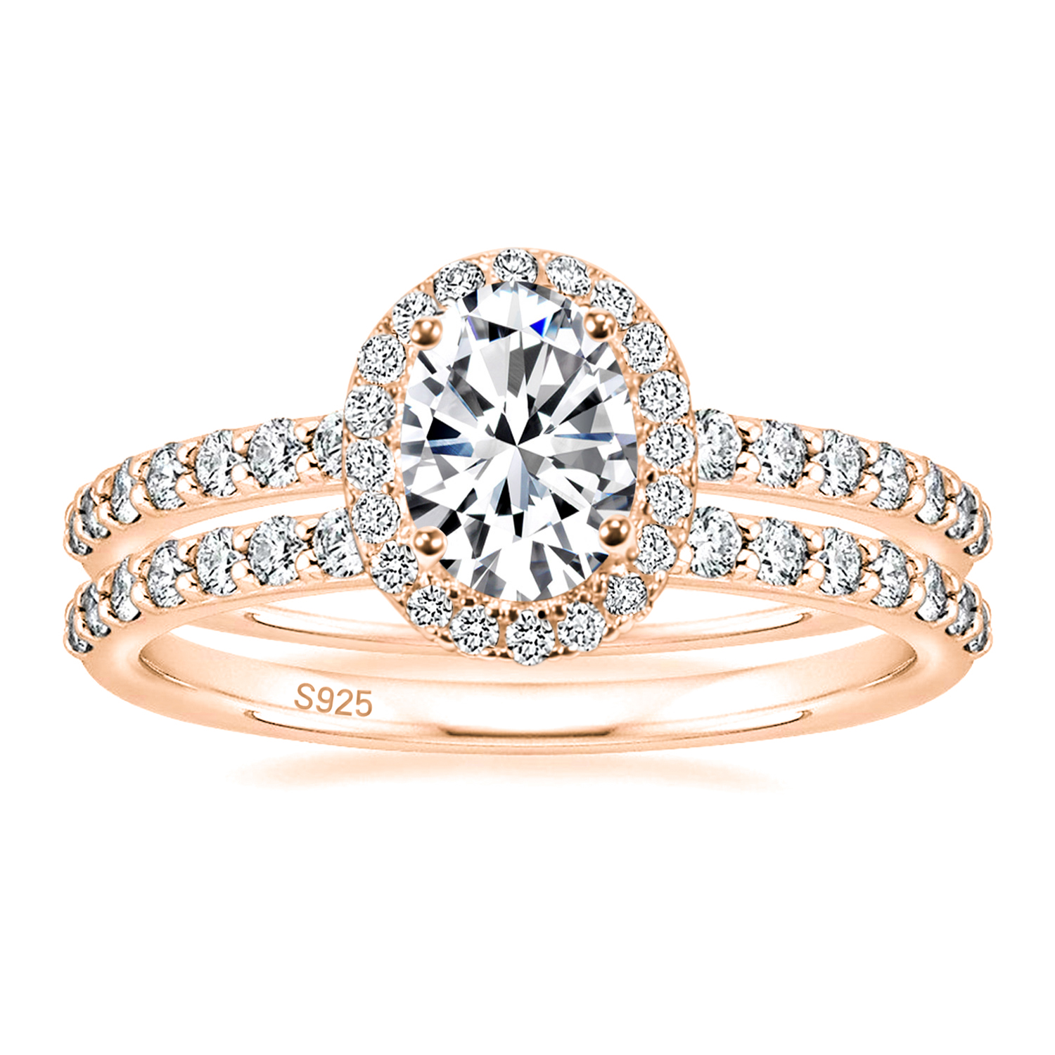 1.5 carat 925 Sterling Silver Square Crystal Zircon Set Oval Cut CZ Engagement Ring Women's wedding ring