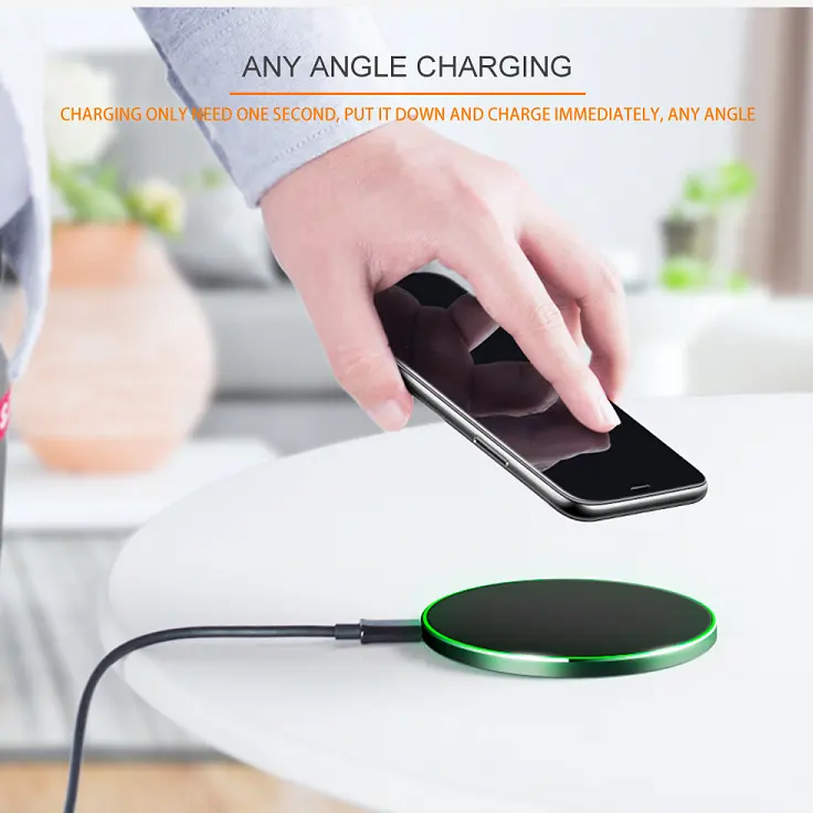 Wireless Charger 10W Ultra-Thin Aluminum Alloy Fast Charging Circular Transmitter Qi Mirror Fast Charging Plate