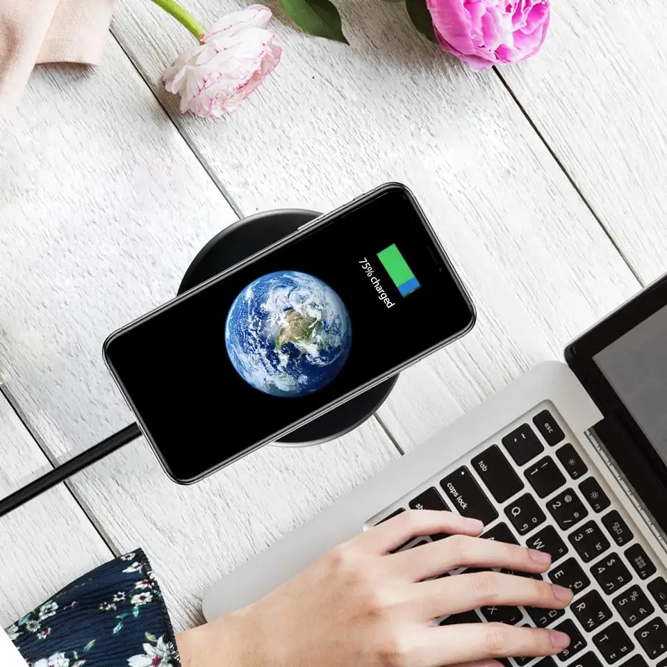 Wireless Charger 10W Ultra-Thin Aluminum Alloy Fast Charging Circular Transmitter Qi Mirror Fast Charging Plate