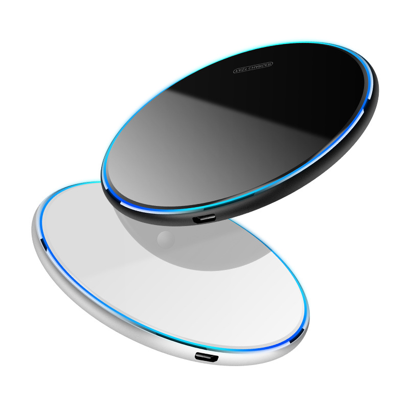 Wireless Charger 10W Ultra-Thin Aluminum Alloy Fast Charging Circular Transmitter Qi Mirror Fast Charging Plate