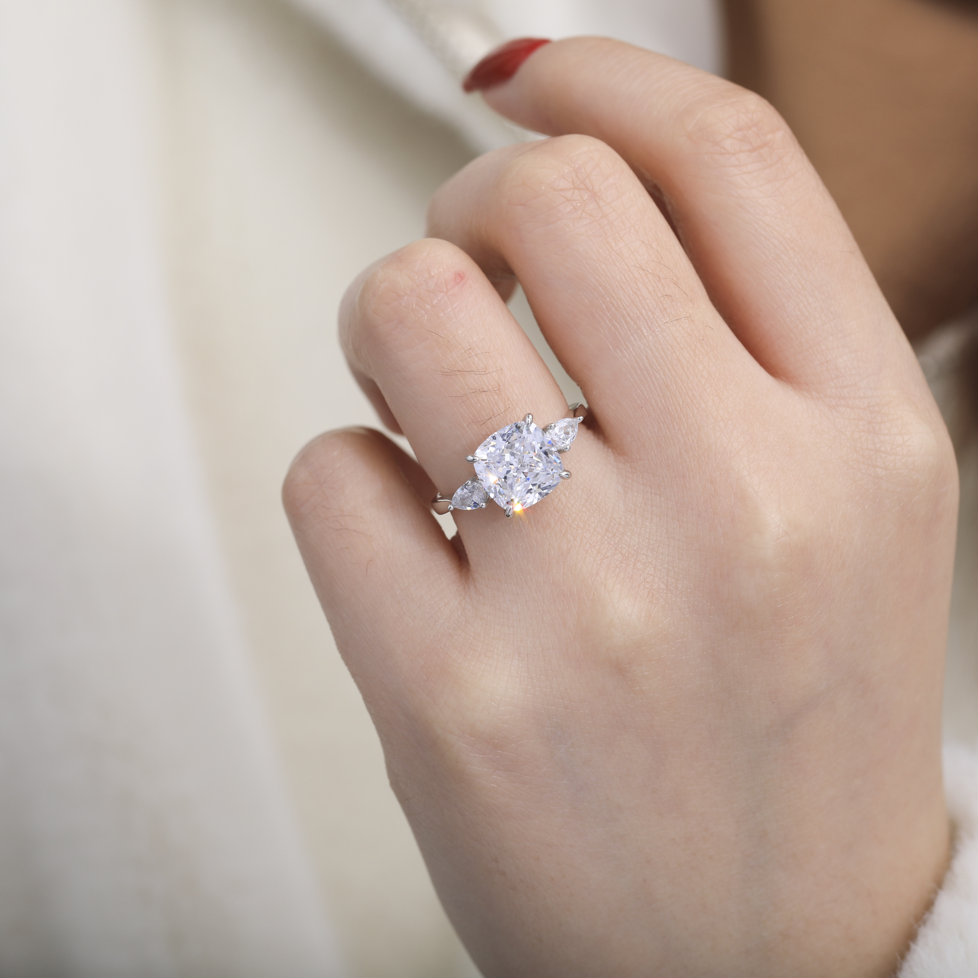 925 Sterling Silver Cubic Zirconia cz3 Anniversary wedding Ring