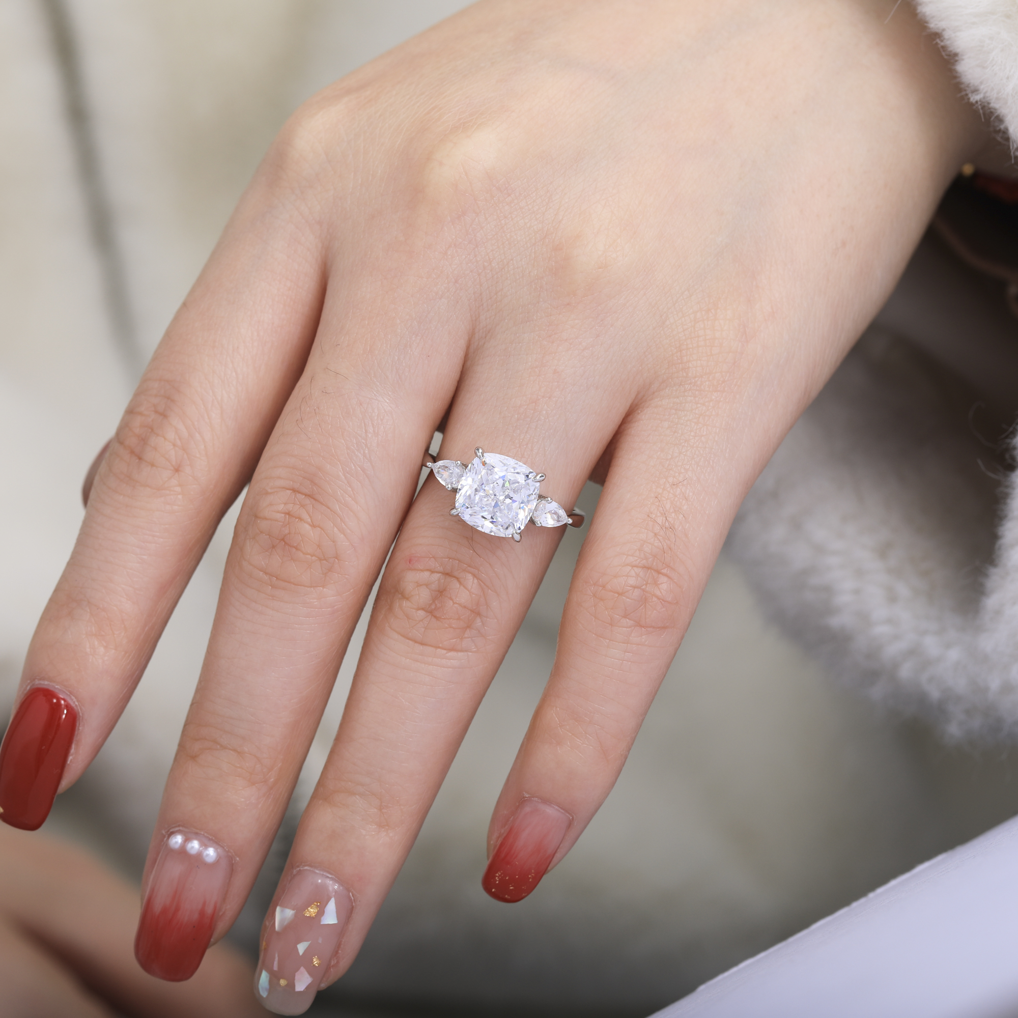 925 Sterling Silver Cubic Zirconia cz3 Anniversary wedding Ring