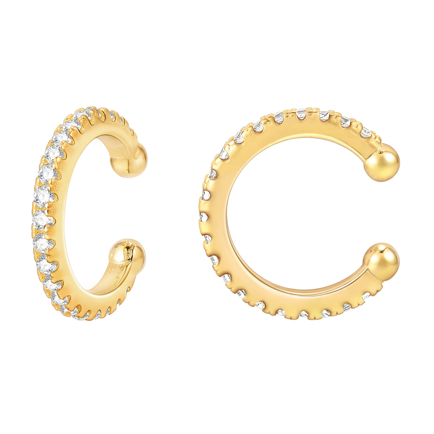 925 Sterling Silver Cubic Zirconia Sparkling Round Hold Ear Cuff Earrings