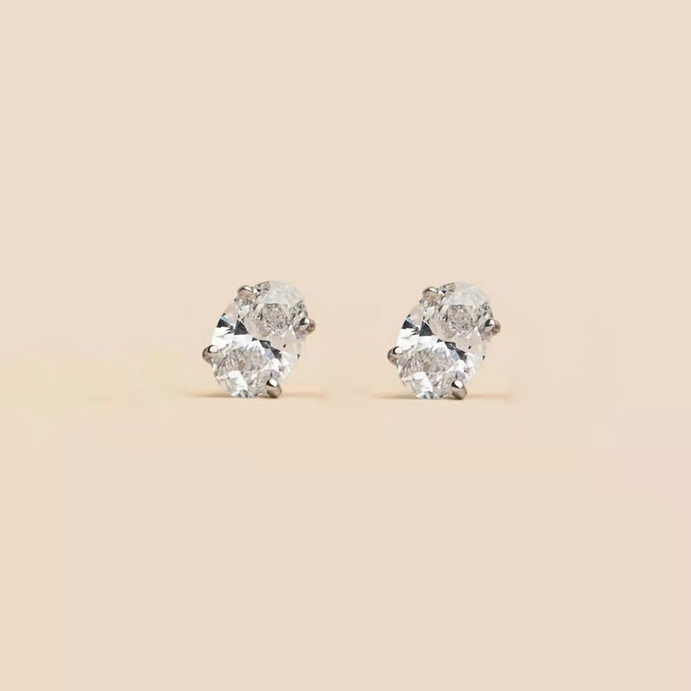 1CT Oval Cut 925 Sterling Silver Cubic Zirconia Earrings Female CZ earrings hypoallergenic